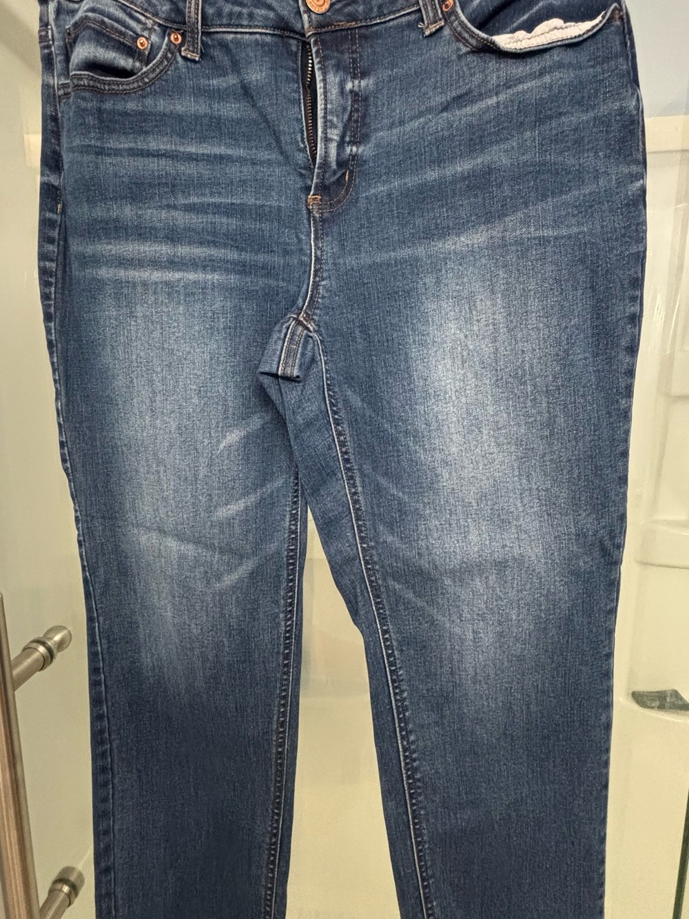 Time and Tru Women's Straight Leg Jeans in Dark Blue Wash